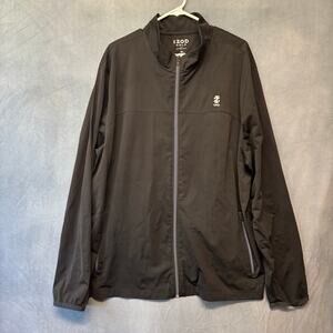 Izod Golf Jacket XXL Black Full Zip Windbreaker Lightweight Golfwear Streetwear